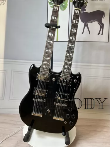 EDS-1275 SG Double Neck Electric Guitar 12/6 Strings Mahogany Body Chrome Parts