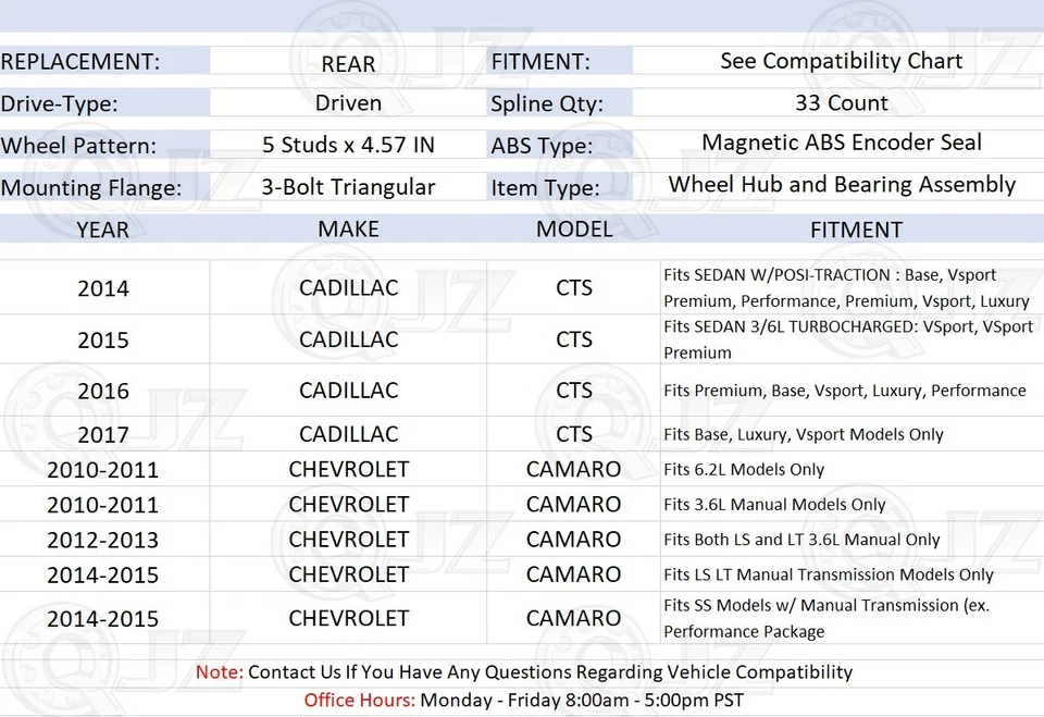 [REAR(Qty.2)] 512399 Wheel Hub Assembly For 2017 Cadillac CTS Base Luxury VSport Foto 2 de 4