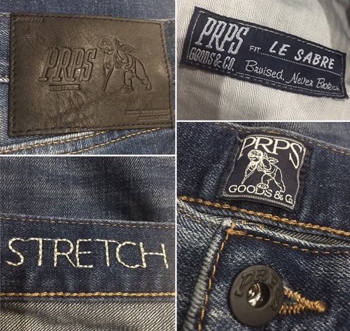 NEW PRPS Le Sabre 36W Indigo Denim Slim Tapered Low Front Rise Distressed Jean - Picture 11 of 12