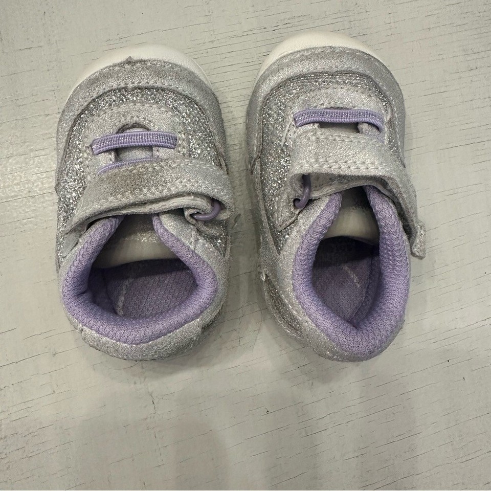 Stride Rite SM Jazzy Toddler Gray & Purple Strap Tennis Shoes Size 3W