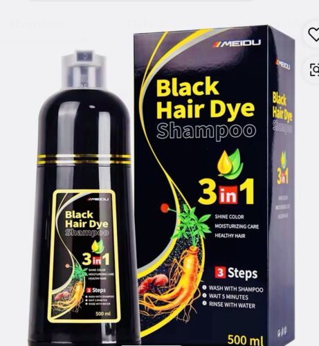 Black Hair Dye Shampoo 3 in 1,Hair Dye Shampoo for Women Men, Natural and Herbal