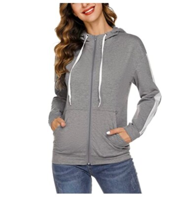 Women Hooded Sweatshirts Casual Zip Up Hoodies Long Sleeve Basic Sport jogging 