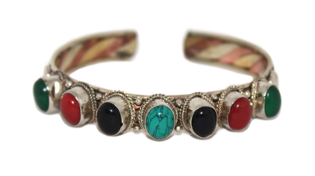Jade Onyx Turquoise Tribal Boho Gypsy Beaded Bracelet