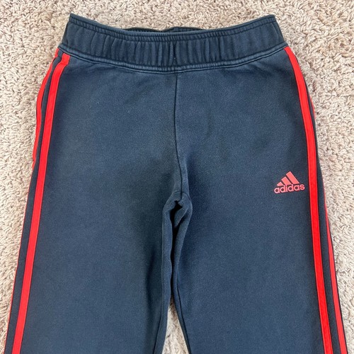 ADIDAS Black Red White Logo Jogger Sweatpants Boys M Elastic Waist Zip Pockets - Picture 7 of 15