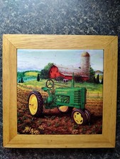 John Deere Picture tractor wall decoration framed Picture 8X8 Licensed