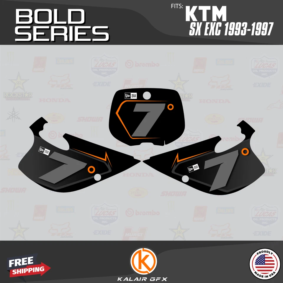 Графический комплект для KTM 250SX, 250EXC, 300EXC, 360EXC (1993-1997) BOLD-оранжевый - Изображение 3 из 4