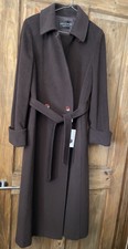 Artigiano Long Coat 100% Virgin Wool Size 10 Chocolate Made In Italy