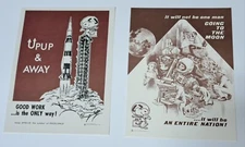 Vintage NASA Snoopy Up Up & Away And Entire Nation Excellent Cond Small 10.5"x8"