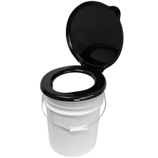 ASR Outdoor Portable Toilet Seat with Lid Compatible with 5 Gallon Bucket, Blk