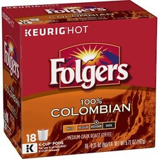 Folgers 100 Colombian Coffee 18 to 144 Keurig K cups Pick Any Quantity