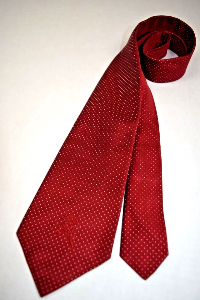 Corbata de Colección Años 50 60 Condesa Mara Marfil Pin Puntos Rojo Carmín Satinado 54.5 x 3.75" Foto 3 de 4