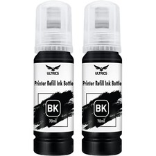 2 x Printer Refill Black Bulk Ink dye Bottle kit for CISS or Refillable 70ml