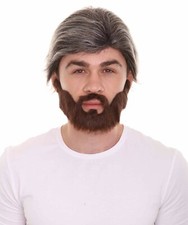 Adult Men's Comedian Wig with Full Beard Set, Mixed Color Celebrity Wig ,HM-1037