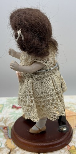 Antique German All-Bisque Doll P 610/0 -Sleep Eyes- Jointed, Human Hair Wig 6.5" - Picture 4 of 12