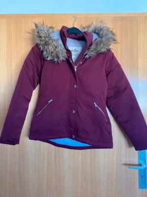 Hollister Daunenjacke, Winterjacke mit Kapuze M, rot -TOP