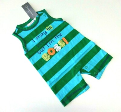 Baby Spieler 56/62 Einteiler Strampler Spruch Overall gestreift Sommer USA 3 mon