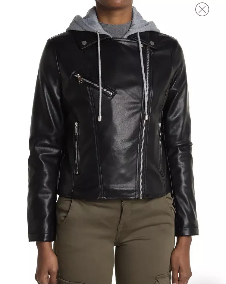 Bagatelle hooded leather best sale jacket