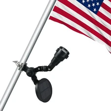 Upgraded 2200 mAh Solar Flag Pole Light Flagpole Spot Light Solar Powered