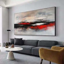 Black Red  Wall Art Paintings Hand Painted Abstract Oil Painting on Canvas
