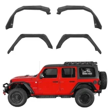 4x Black Aluminum Front & Rear Fender Flares for Jeep Wrangler JL/JLU 2018-2025