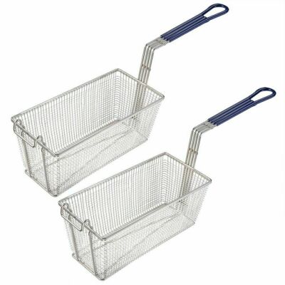 2 x kommerzielle Fritteuse Bratkorb Chip Fisch tiefes Fett zum Mitnehmen 336x165x152 mm Neu