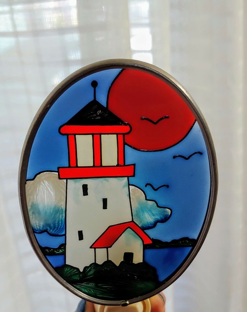 Joan Baker Designs Nightlight Lighthouse Stained Glass SeaScape Art eBay