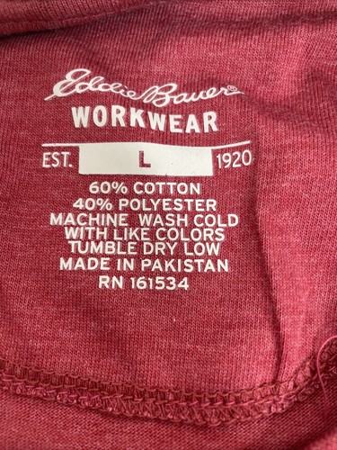 Eddie Bauer Workwear Men’s T-Shirt L Red Short Sleeve Round Neck Pocket - 第 11/12 張圖片
