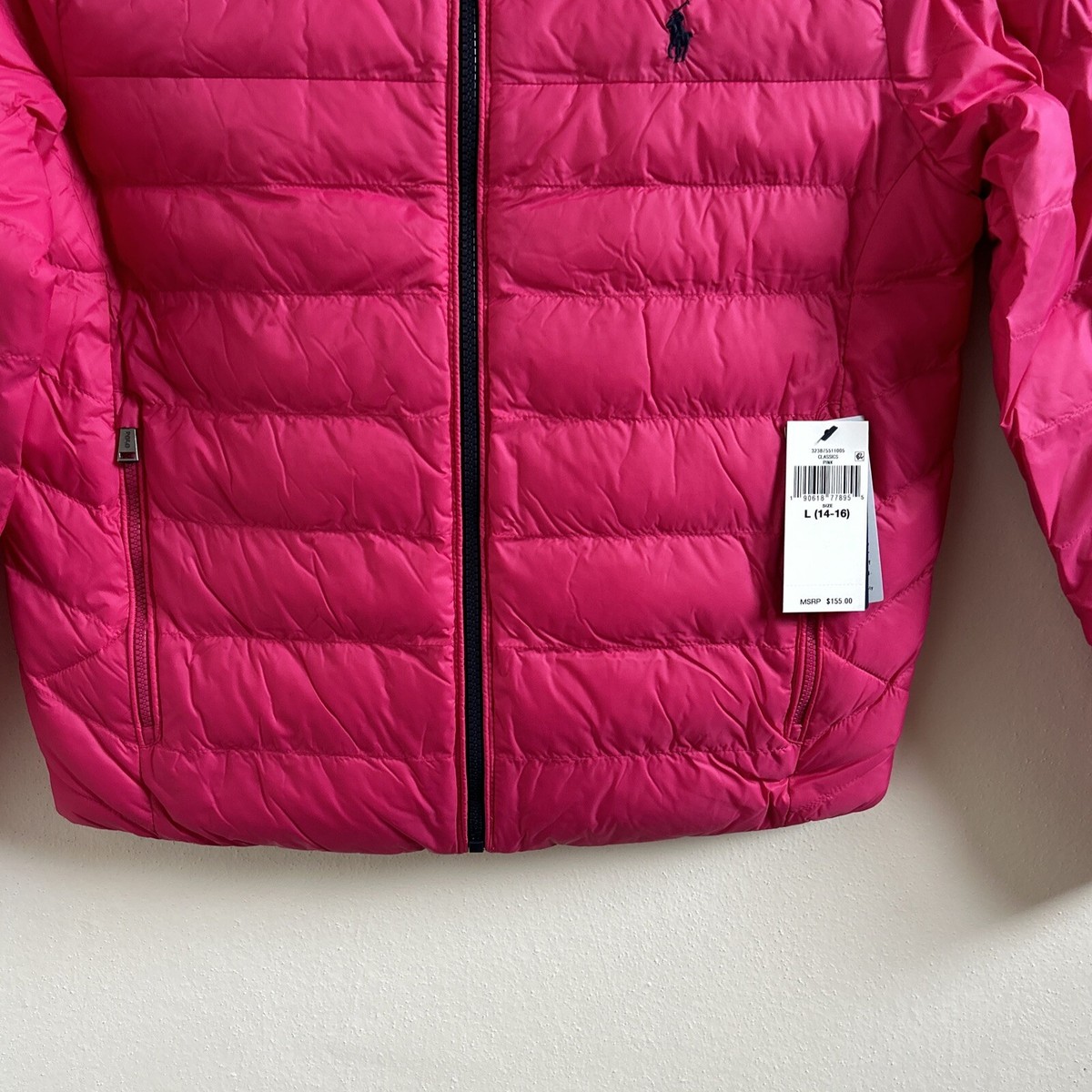 New Polo Ralph Lauren Big Girls Reversible Jacket L Pink