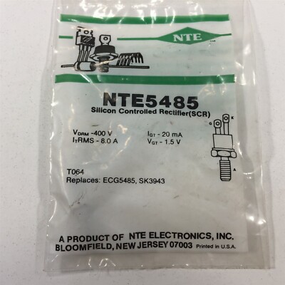 (1) NTE5485 Silicon Controlled Rectifier (SCR) 8 Amp, TO64