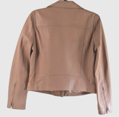 NEW AllSaints Dalby Leather Biker Jacket in Blush Pink - Size US 8