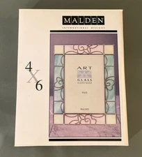 Malden Art Glass Frame Pastel Pink Blue 4 X 6 In Original Box 1999