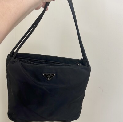 Prada Black Nylon Tote Bag-Authentic With Fabric Strap And Prada Black Nylon Tote Bag-Authentic With Fabric Strap And