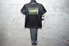 Under Armour Boys Translucent Logo Joggers Set, Black, Size 6, New