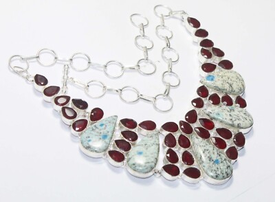 Top K2 Jasper Garnet Gemstone Handmade Necklace Jewelry Necklace Size 18 inch