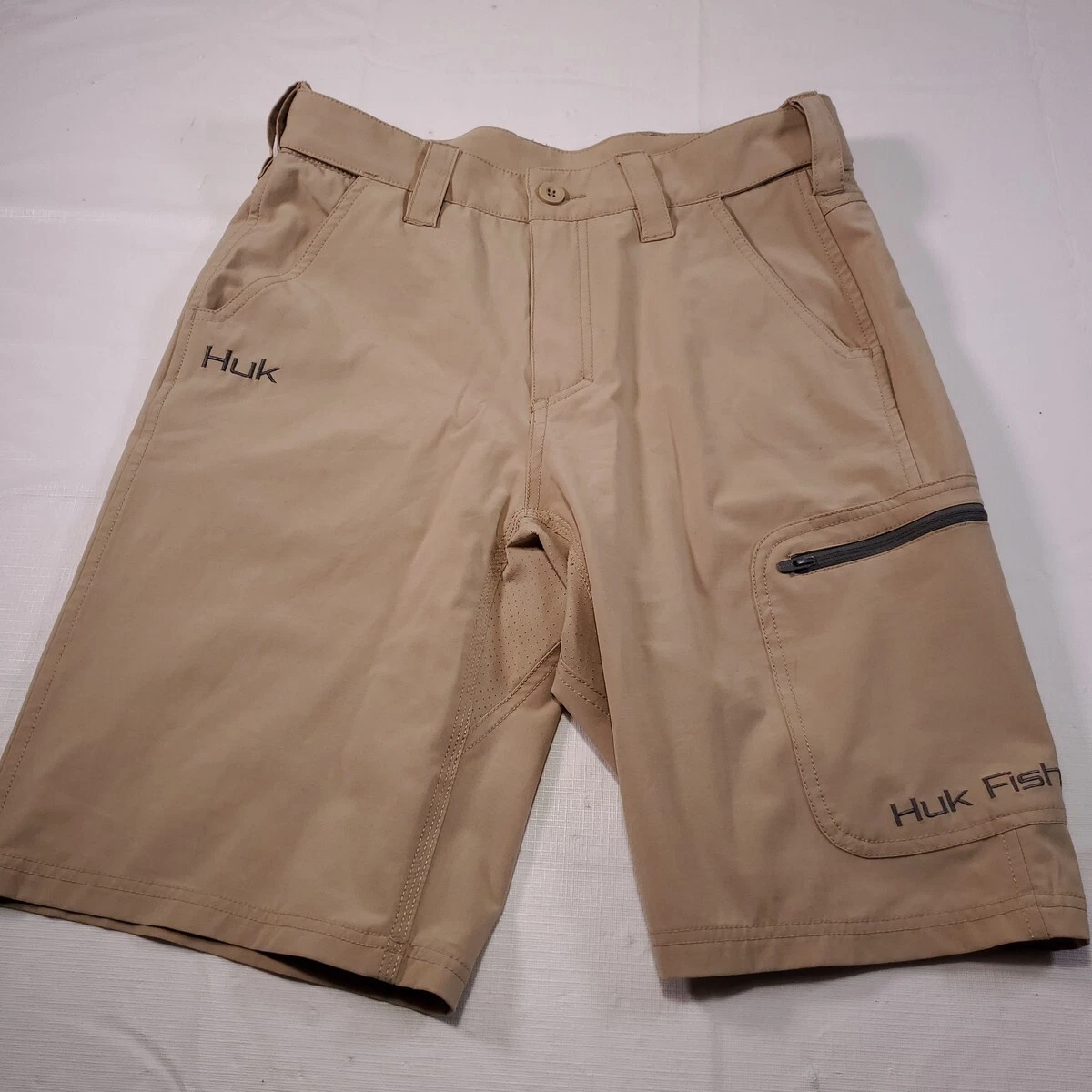 Huk Next Level Men's Shorts S Beige Fishing Cargo Performance Hiking