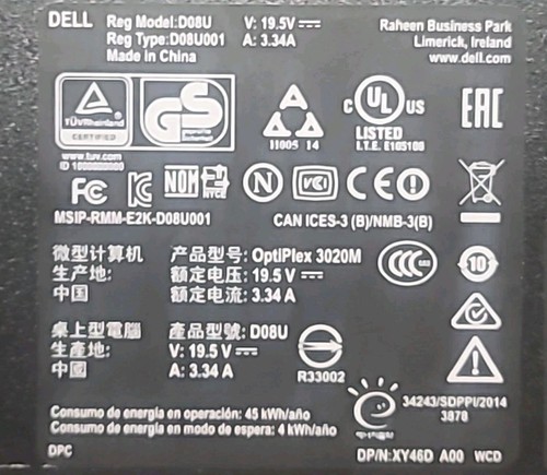 Dell OptiPlex 3020M Micro Core i5-4590T 4GB (1x4GB) 1600MHz DDR3 500gb 7200rpm - Picture 8 of 13