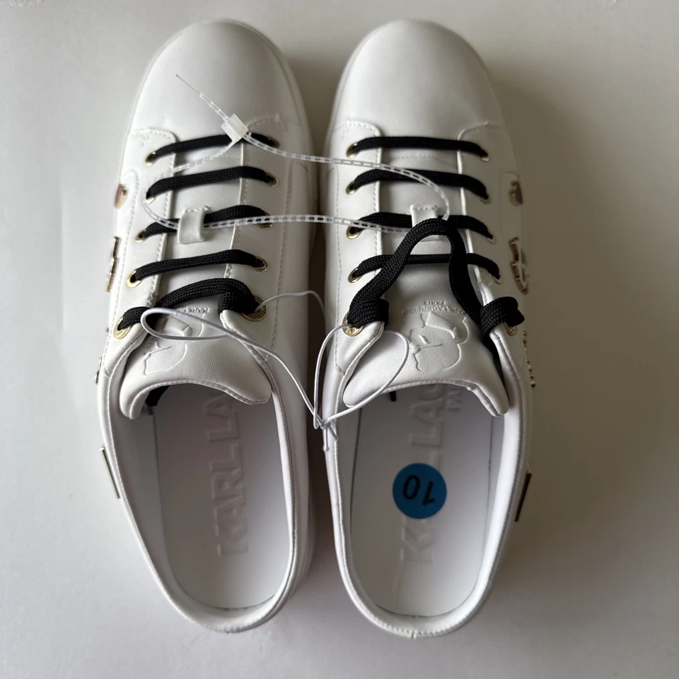 Zapatillas Karl Lagerfeld Mujer Cambria Lack-up Sin Cordones Dije Blancas Talla 10 Nuevas con Etiquetas Foto 3 de 4