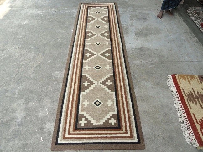 Southwestern  Kilim Dhurry Handmade Rug Wool Large Kelim Rug Runner 3x10 - Image 2 of 2