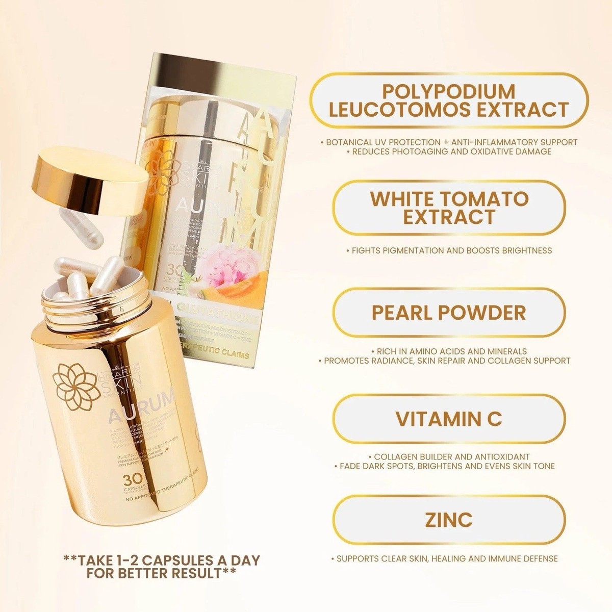 Hikari Aurum S-Acetyl Glutathione Sakura White Tomato Ceramide 30