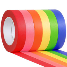 Colored Masking Tape - 6 Large Rolls - 60yds x 1 Inch of Each Colorful Craft Tap