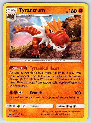 Tyrantrum 69/131 Rare Holo Forbidden Light Pokemon LP