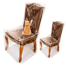 Plastic Chair Covers for Dining Room with Backrests, Waterproof Clear PVC 2