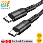 Heavy Duty Type C to Type C Cable Fast Charge PD 100W Braided USB C Cables Lead