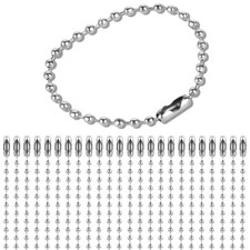 100 PCS Stainless Steel Ball Chain Keychains 4.7in 2.4mm for Tags Crafts USA New