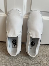 Vans Womens 7.5 Asher White Canvas Slip On Skate Shoes New With Defects