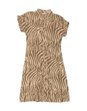 JDY Womens Short Sleeves Shirt Dress UK 10 Small Beige Animal Print BN03