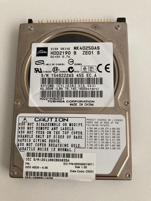 Toshiba MK4025GAS 40GB 2.5'' IDE PATA Laptop HDD 4200RPM 8MB Cache Tested Working