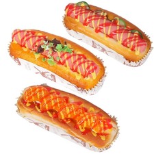 3Pcs Artificial Hot Dog Bread Fake Realistic Food Bread Decoration Kitchen Photo