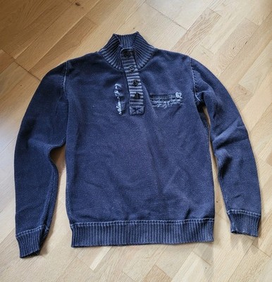 Tom Tailor Herren Troyer Pullover  Gr.  M/L jeansblau