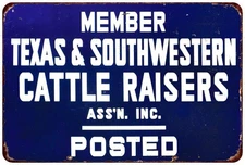 Texas Southwestern Cattle Raisers Vintage Look Tin Metal Signs Home Décor 8x12